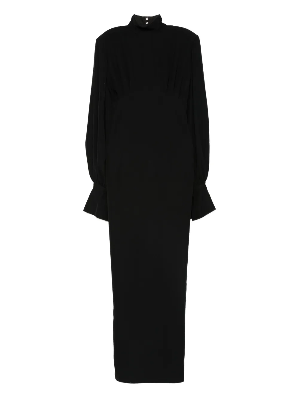 Vestiaire d'un Oiseau Libre Maxi-jurk met hoge hals en klokmouwen Zwart