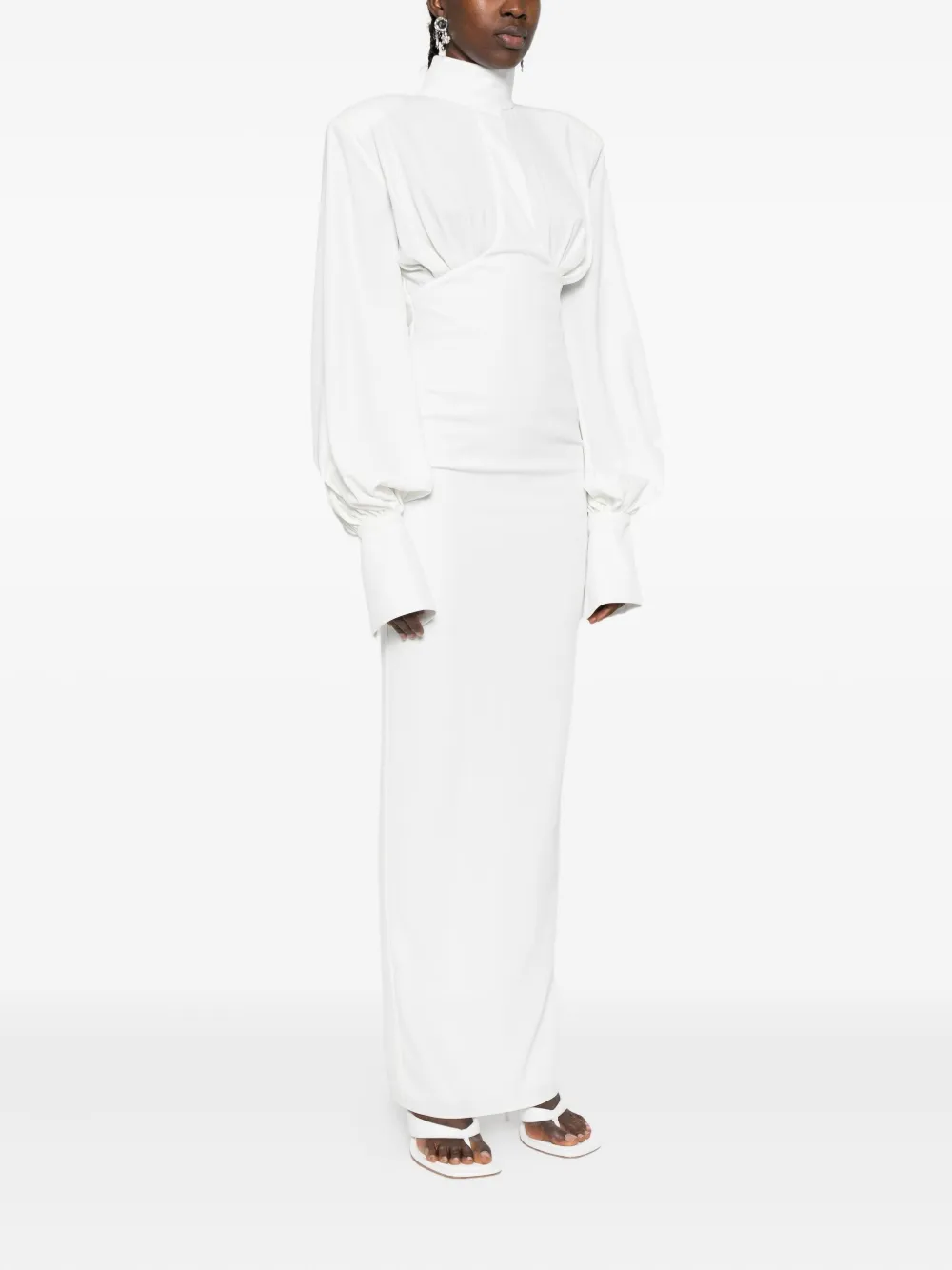 Vestiaire d'un Oiseau Libre Pearl maxi-jurk met hoge hals Wit