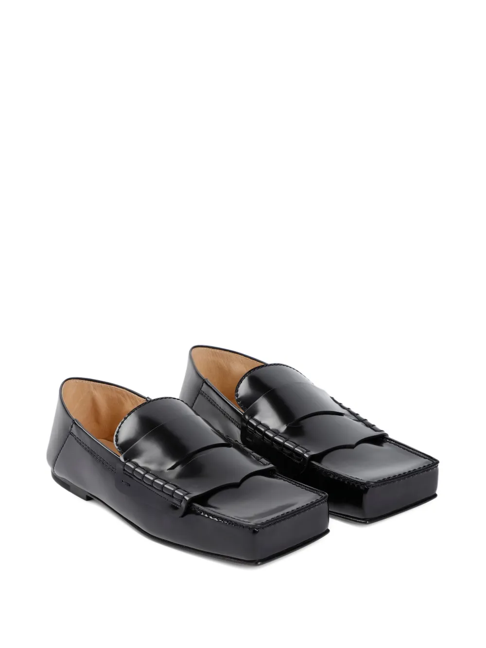 Jacquemus Leather Square-toe Loafers In Black