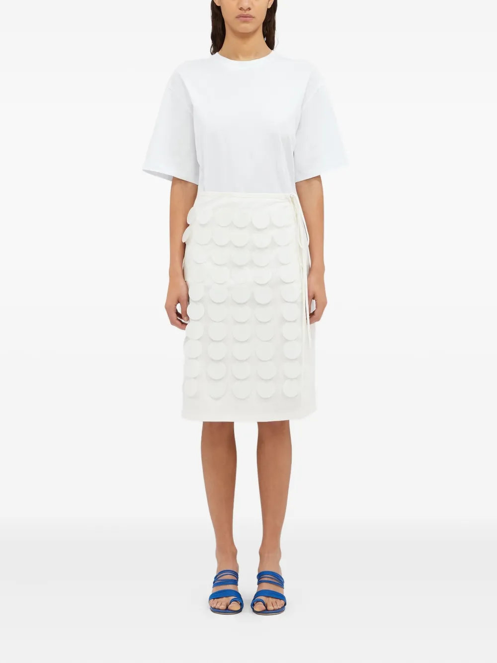 MSGM circle-appliqué wrap mini skirt - Wit