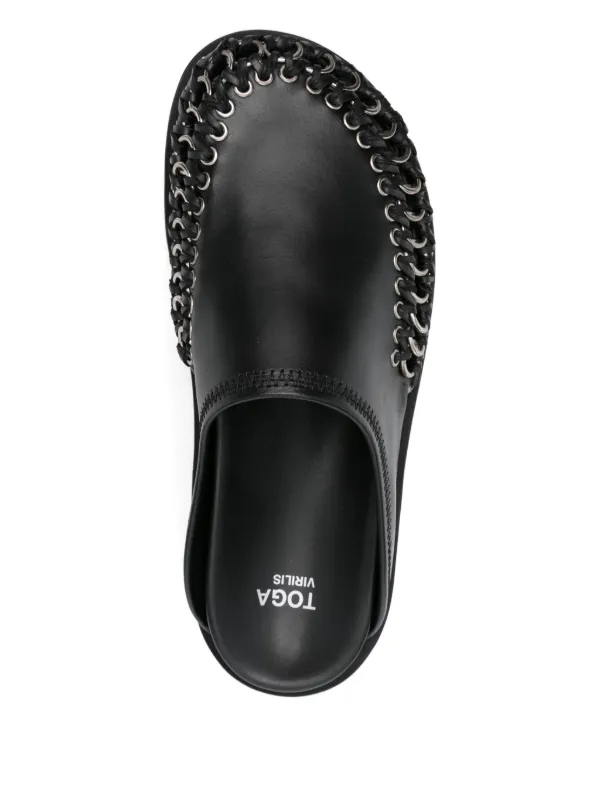 Toga Virilis chain-embellished Leather Mules | Black | FARFETCH