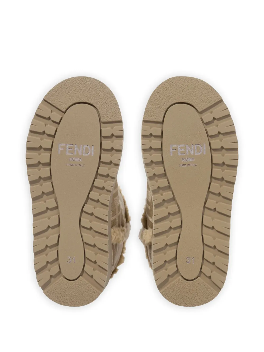 Fendi Kids Laarzen met lammy afwerking en FF-logo Beige