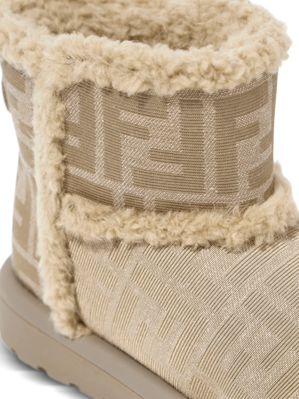 Fendi Kids Laarzen met lammy afwerking en FF-logo Beige
