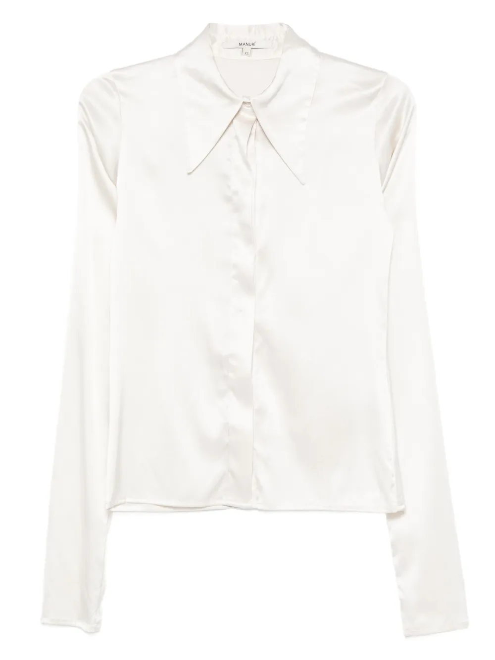 Manurí Tina Point-collar Silk-blend Shirt In White
