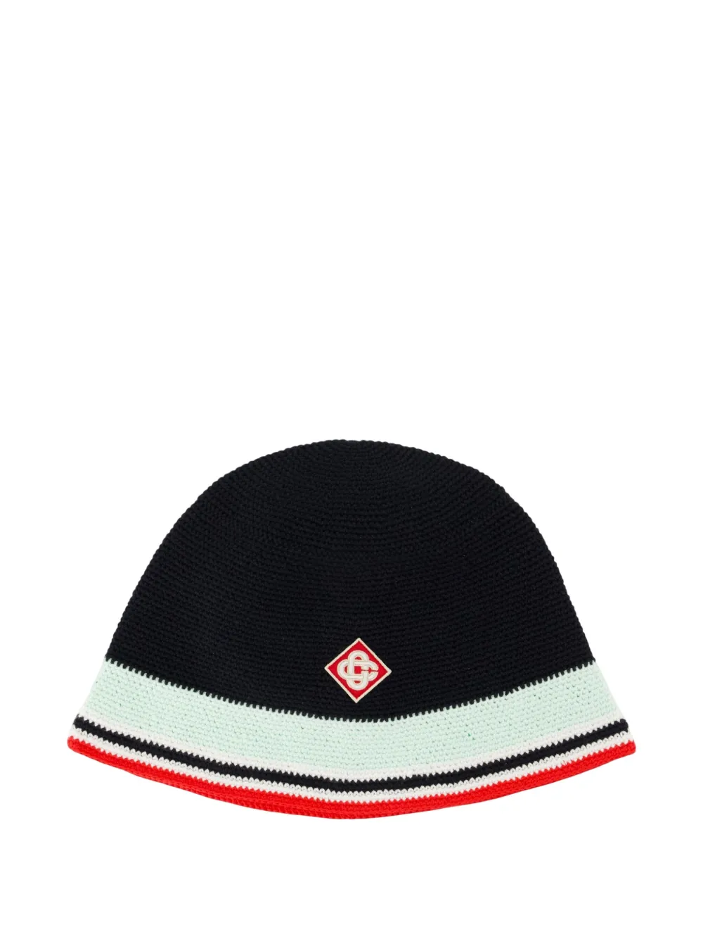 Casablanca crochet striped bucket hat Zwart