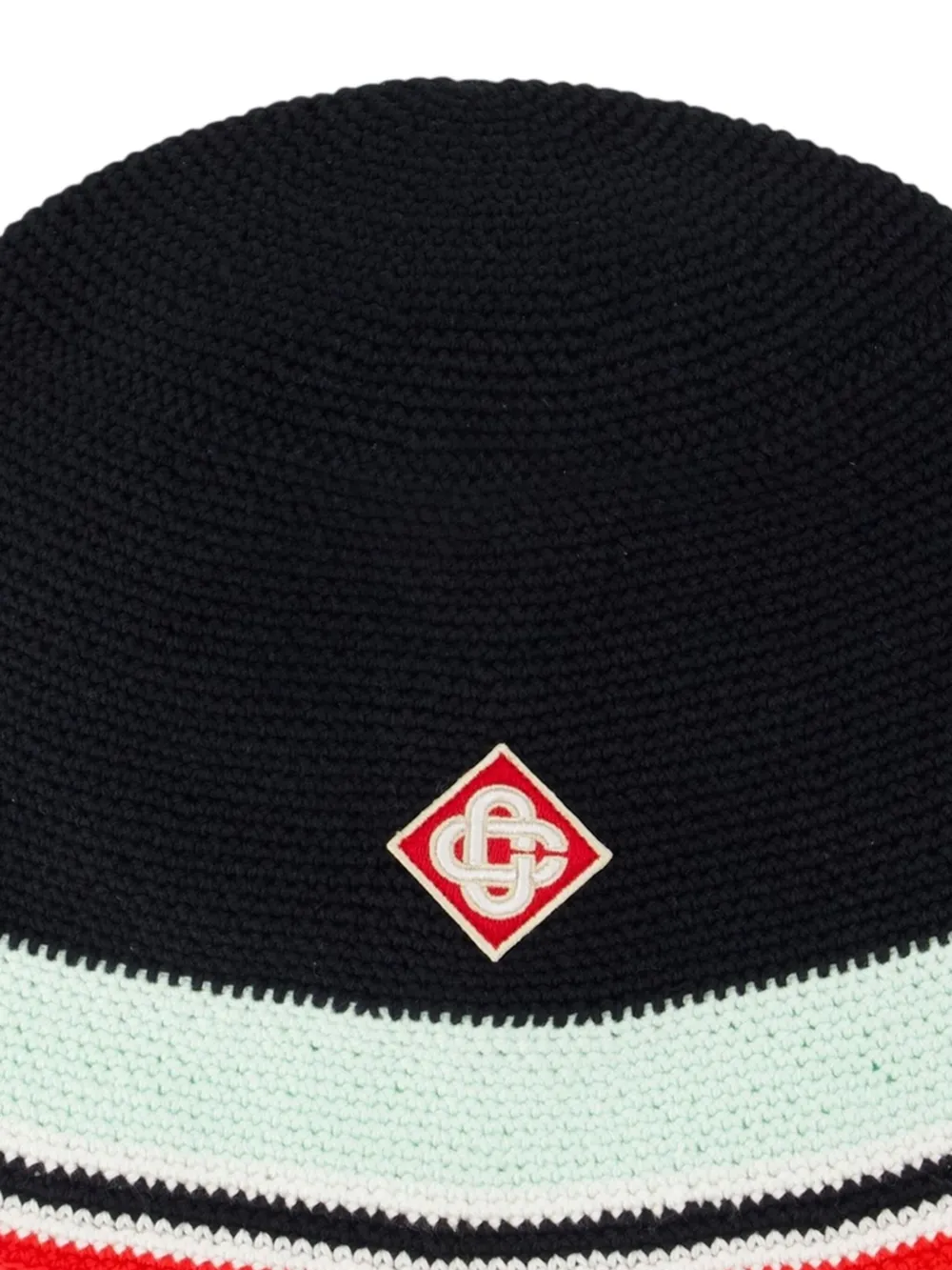 Casablanca crochet striped bucket hat Zwart