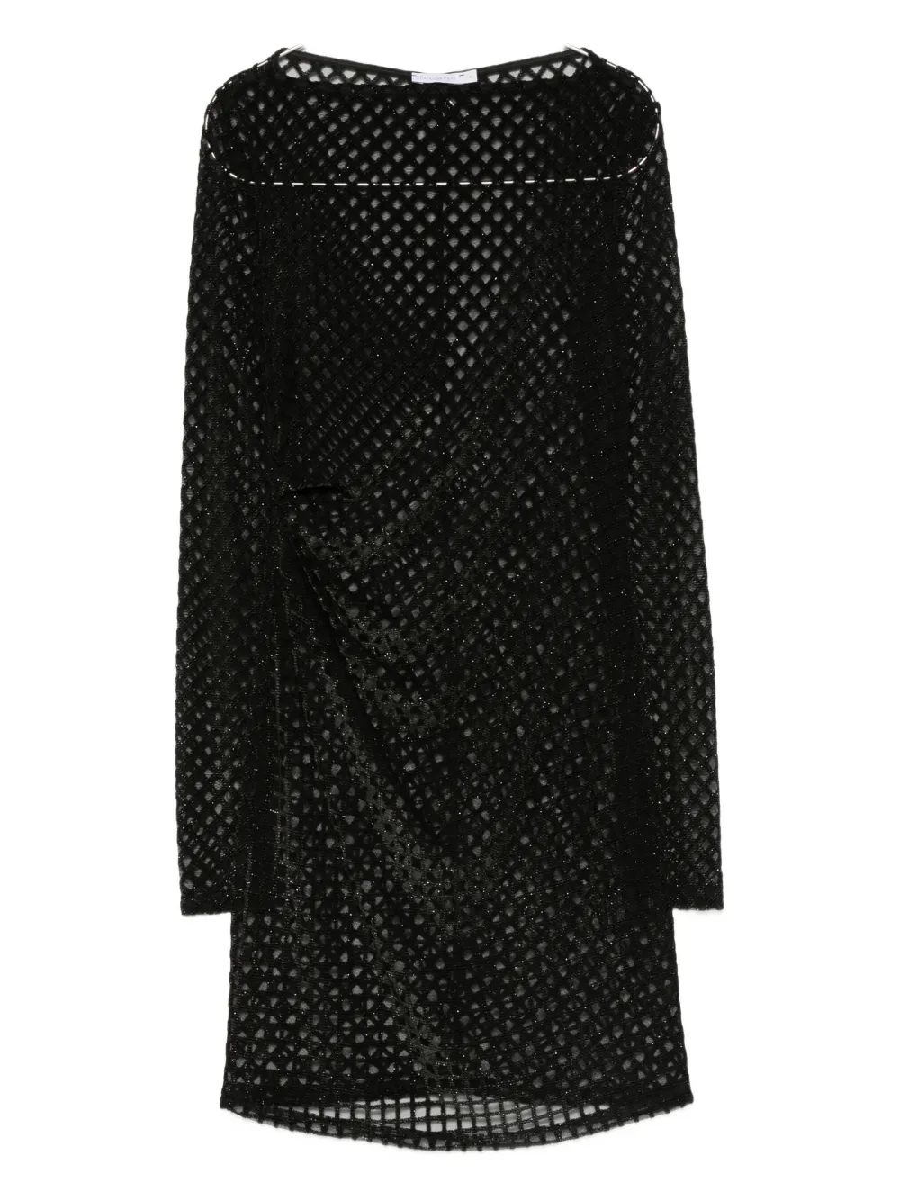 Patrizia Pepe Glitter Net Long-sleeve Dress In Black