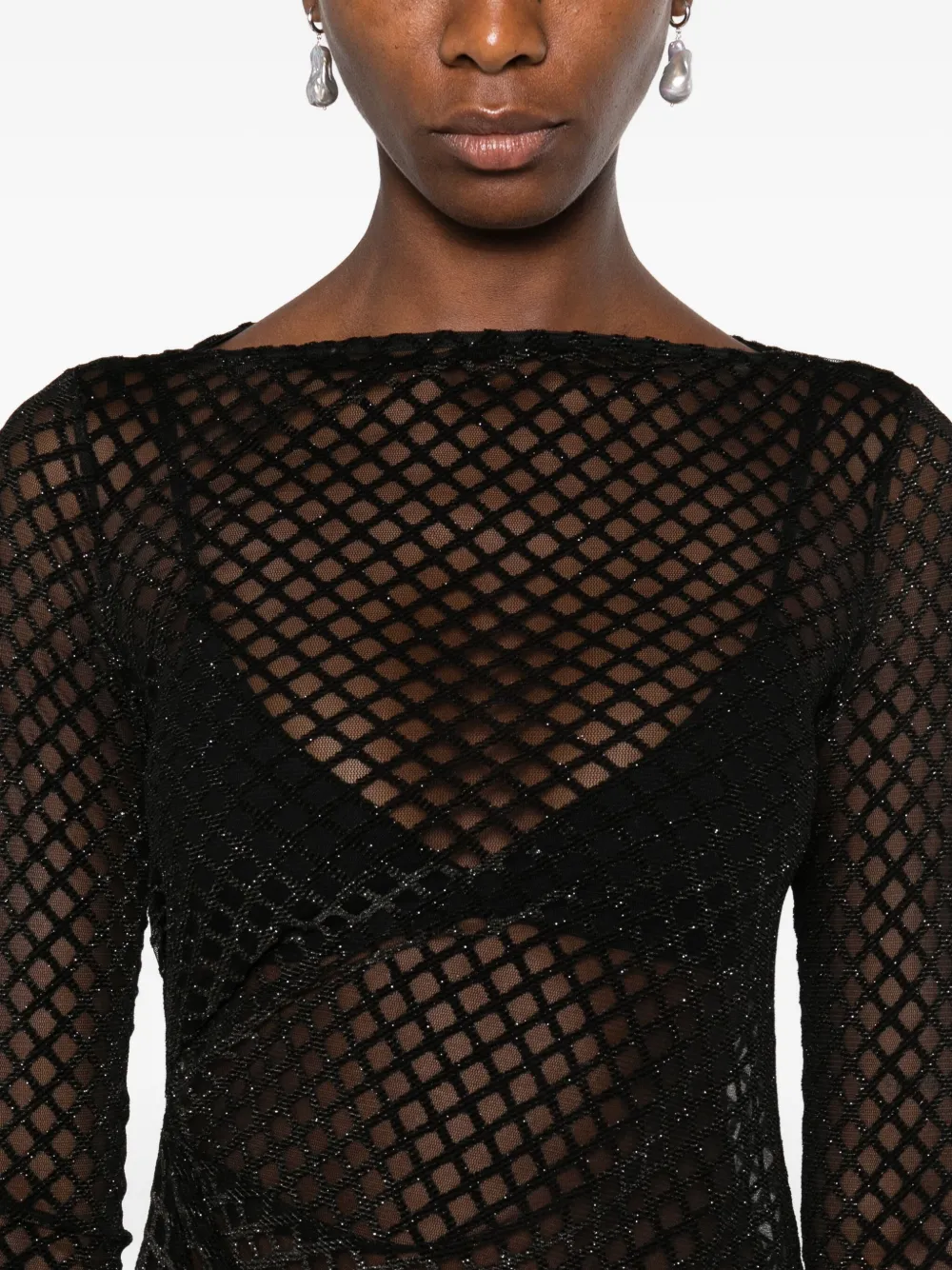 Patrizia Pepe Mesh mini-jurk Zwart