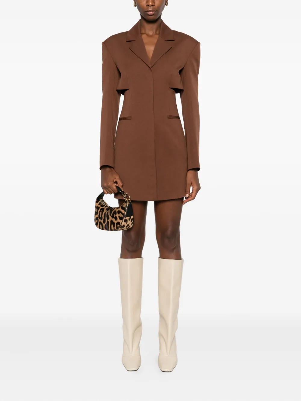 Patrizia Pepe cut-out blazer mini dress - Bruin