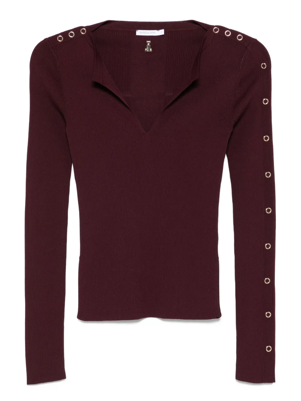 Patrizia Pepe Geribbelde sweater met V-hals Paars