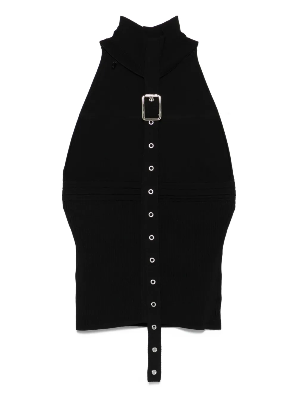 Patrizia Pepe ribbed buckle top - Zwart