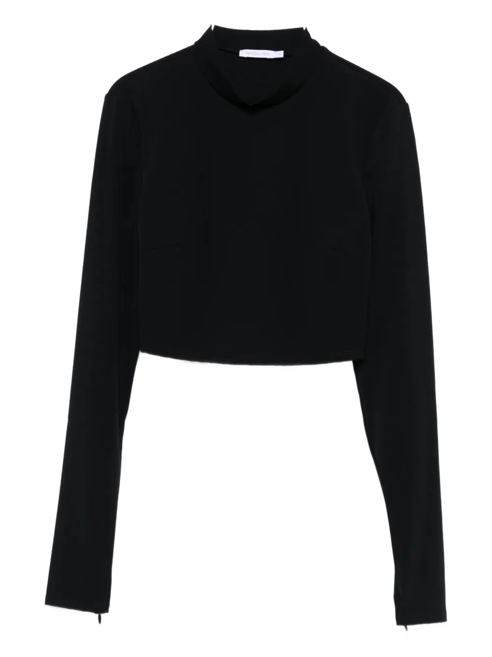 Patrizia Pepe Long-sleeve High-neck Top In Black