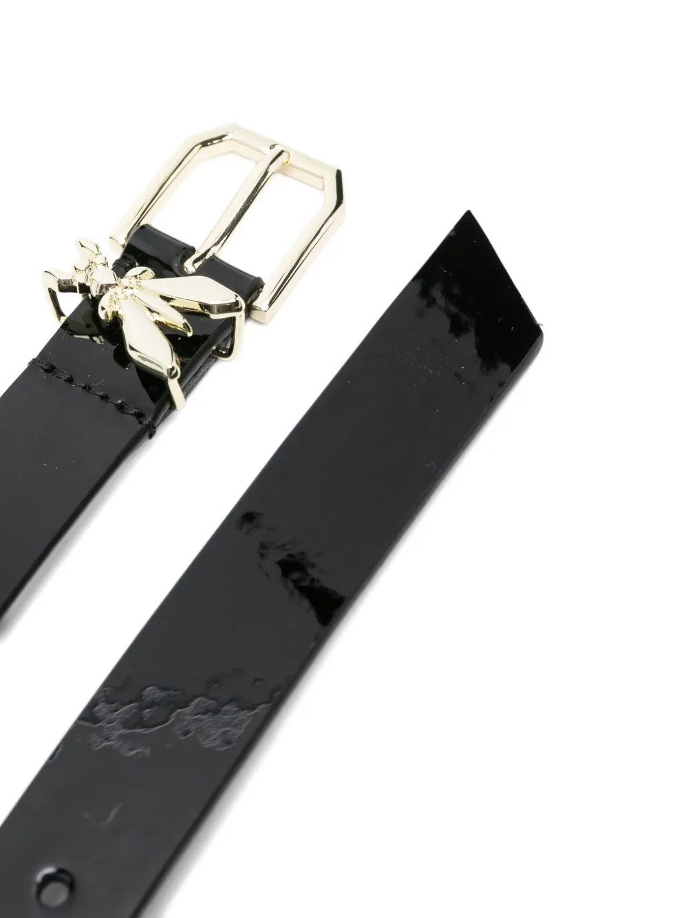 Patrizia Pepe insect-buckle patent leather belt - Zwart