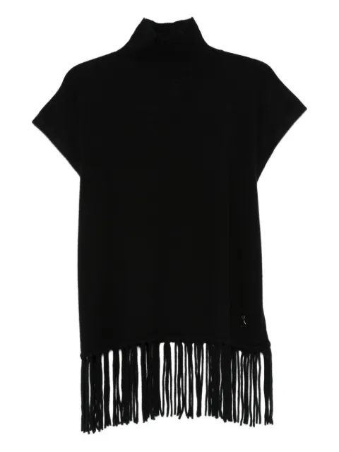 Patrizia Pepe turtleneck fringe poncho