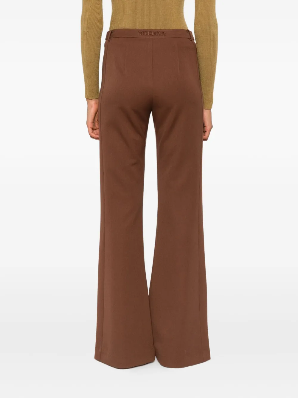Patrizia Pepe Flared broek met logo Bruin