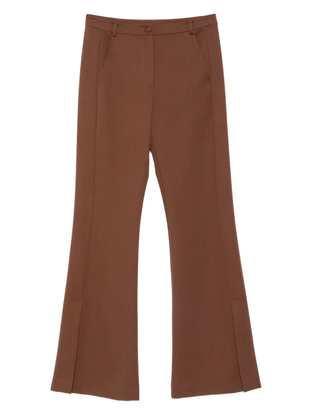 Patrizia Pepe Flared broek met logo Bruin