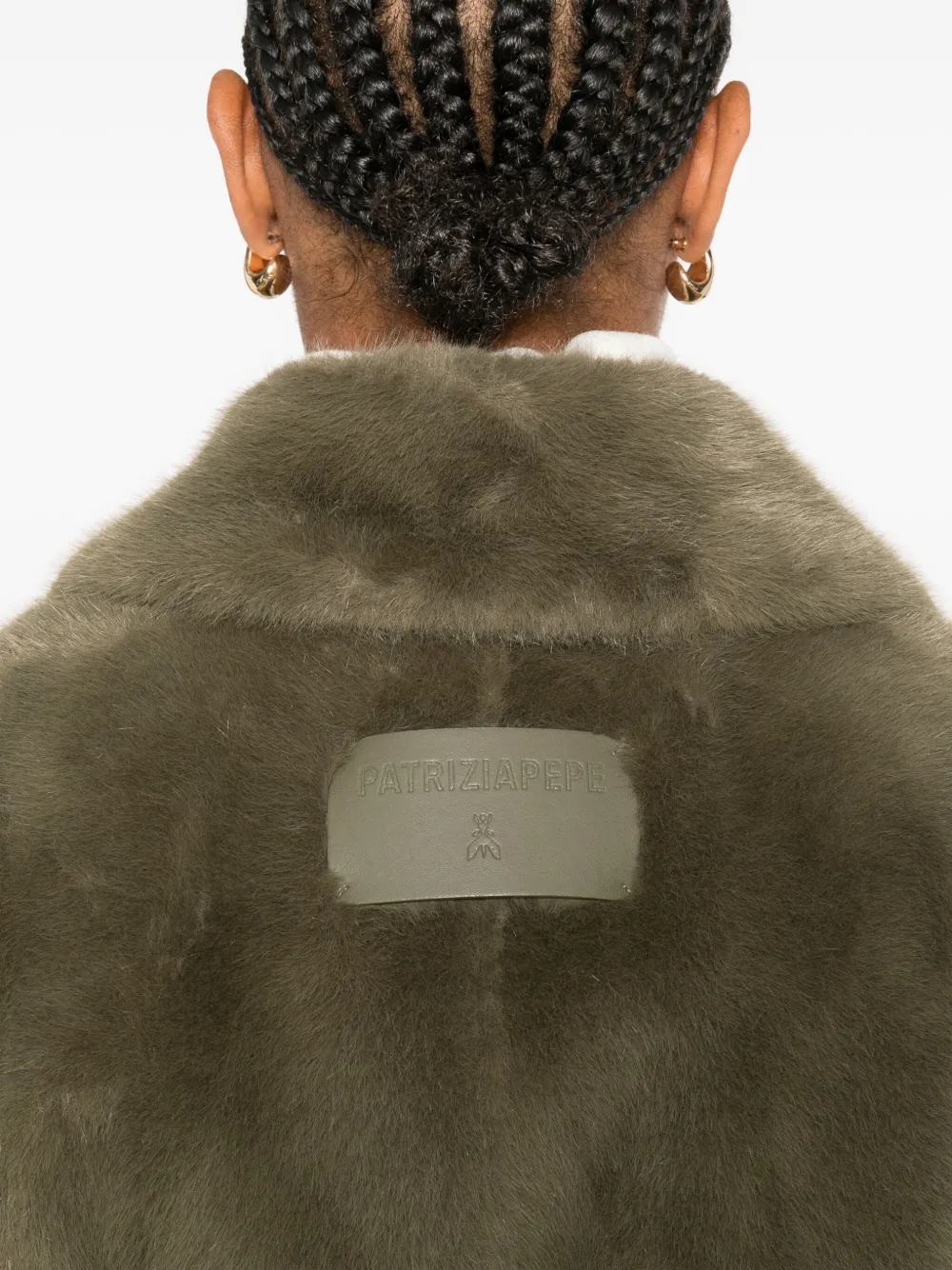 Patrizia Pepe Belted Faux-fur Coat In Green