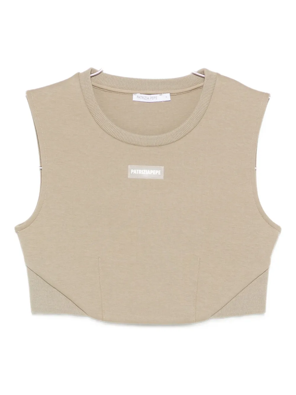 Patrizia Pepe Crew-neck Sleeveless Top In Neutral