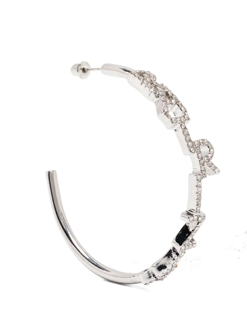Patrizia Pepe Crystal-embellished Hoop Earrings In Silver