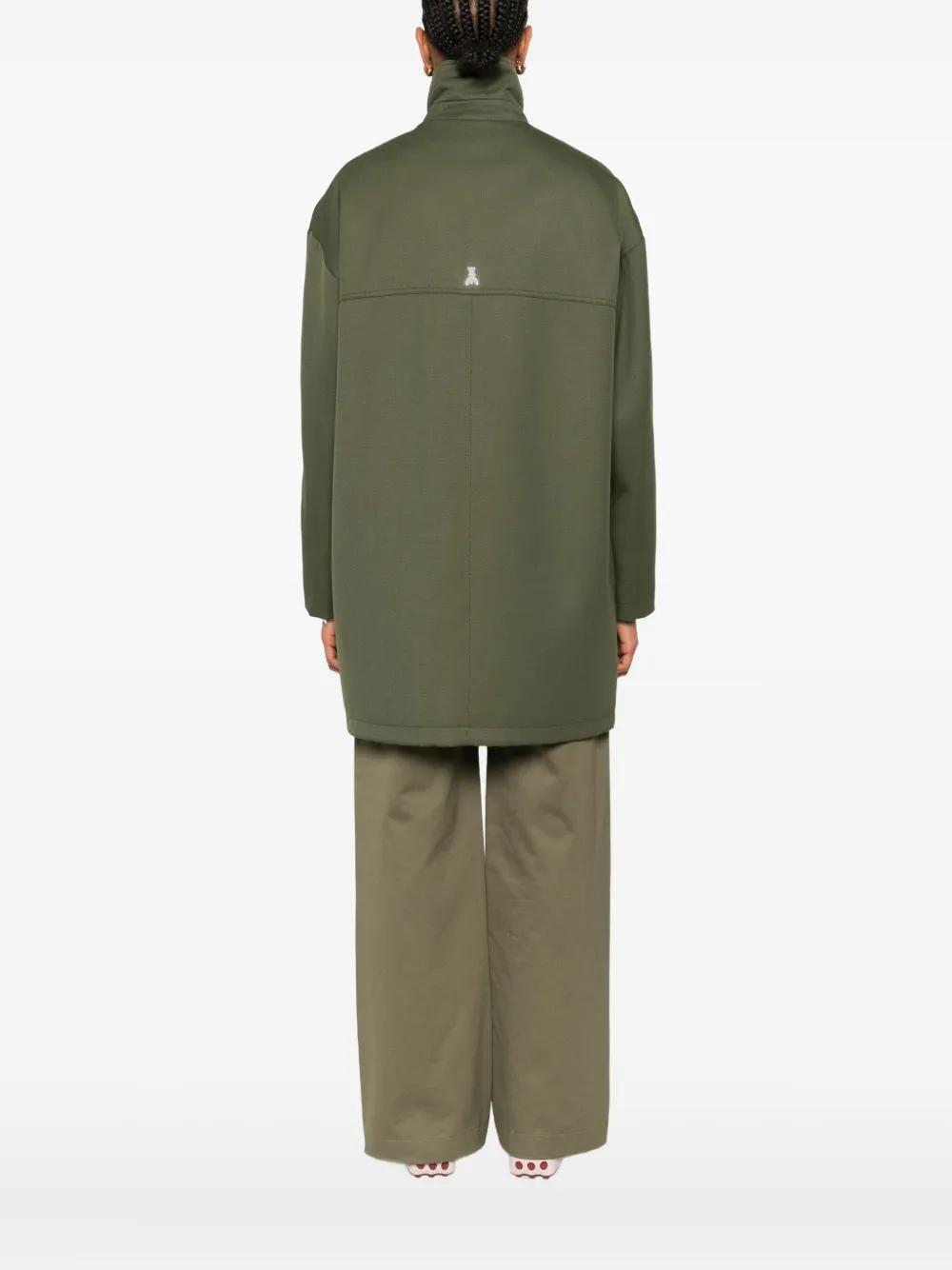 Patrizia Pepe Integrated-vest Wool Coat In Green