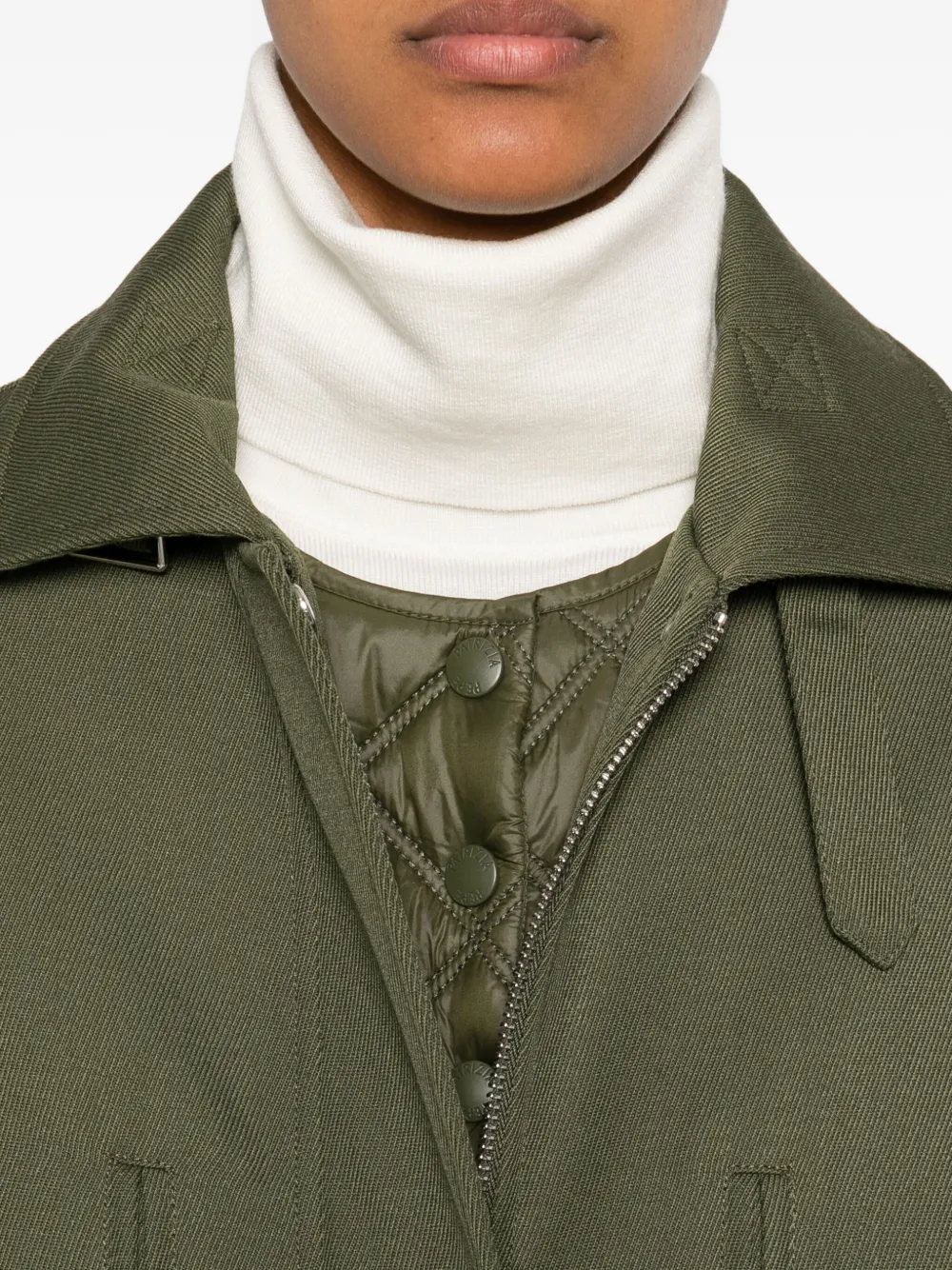 Patrizia Pepe Integrated-vest Wool Coat In Green