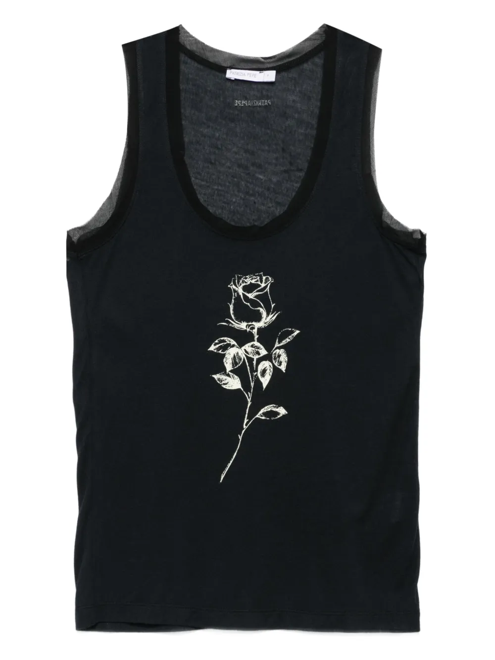 Patrizia Pepe rose-print tank top - ブラック Patrizia Pepe rose-print tank top - ブラック