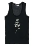 Patrizia Pepe rose-print tank top - Black