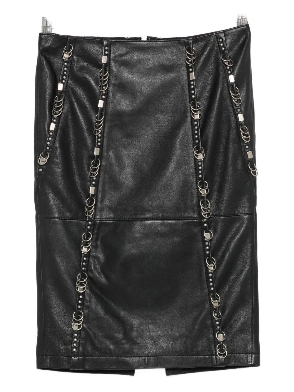 Patrizia Pepe Leather Studded-detail Midi Skirt In Black