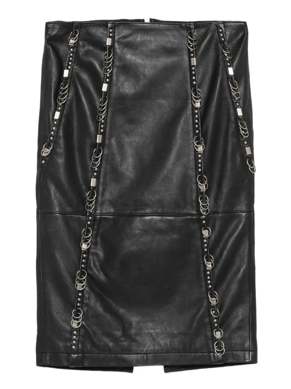 Patrizia Pepe Leren midi-rok met studs Zwart