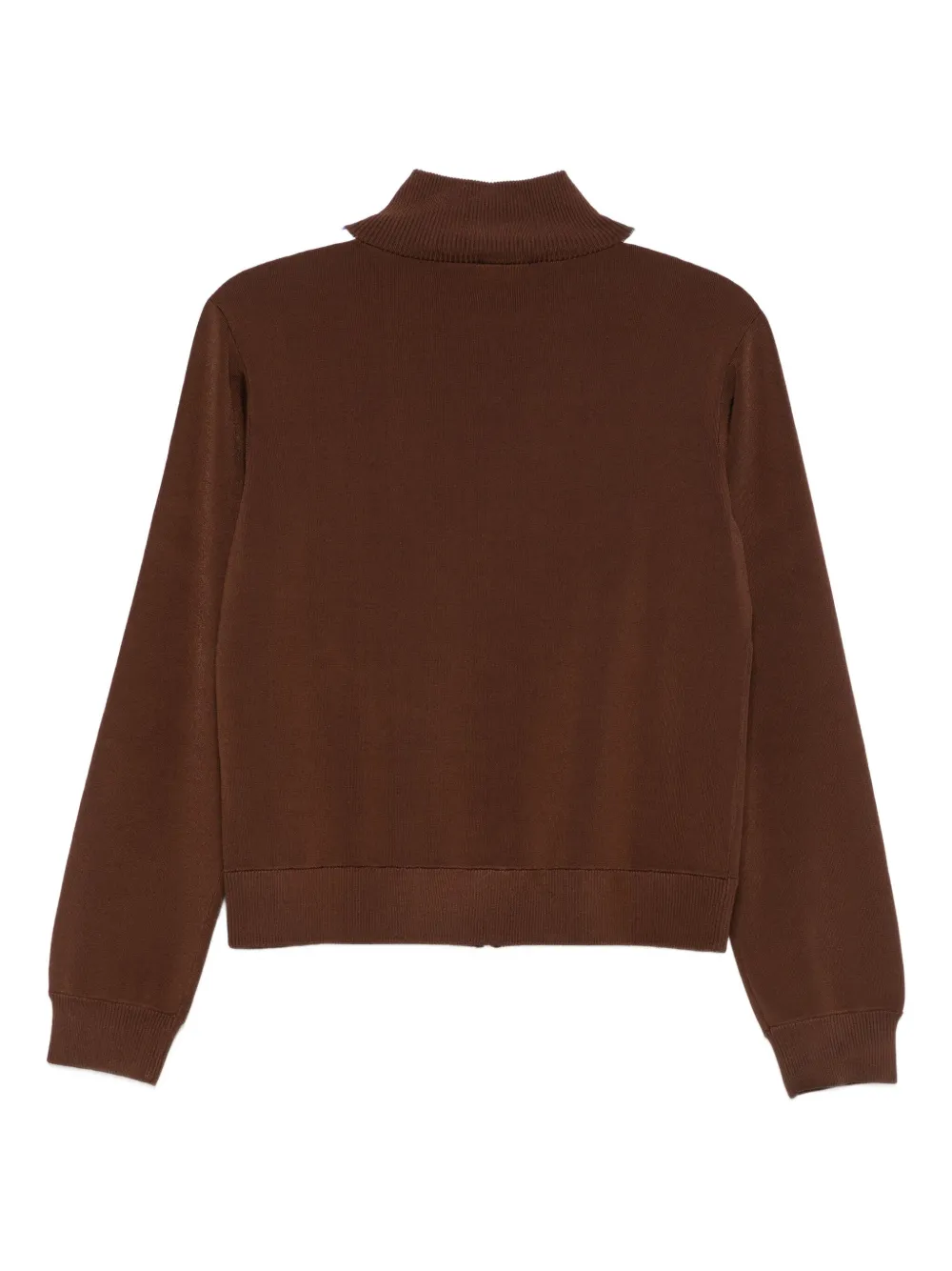 Patrizia Pepe Stripe-detail Zip-front Sweater In Brown
