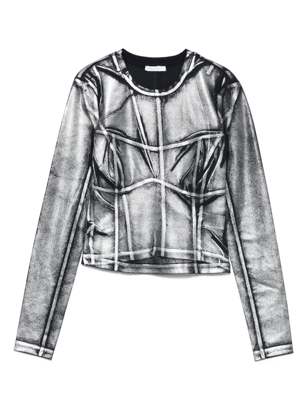 Patrizia Pepe Metallic top met vlakken Zwart