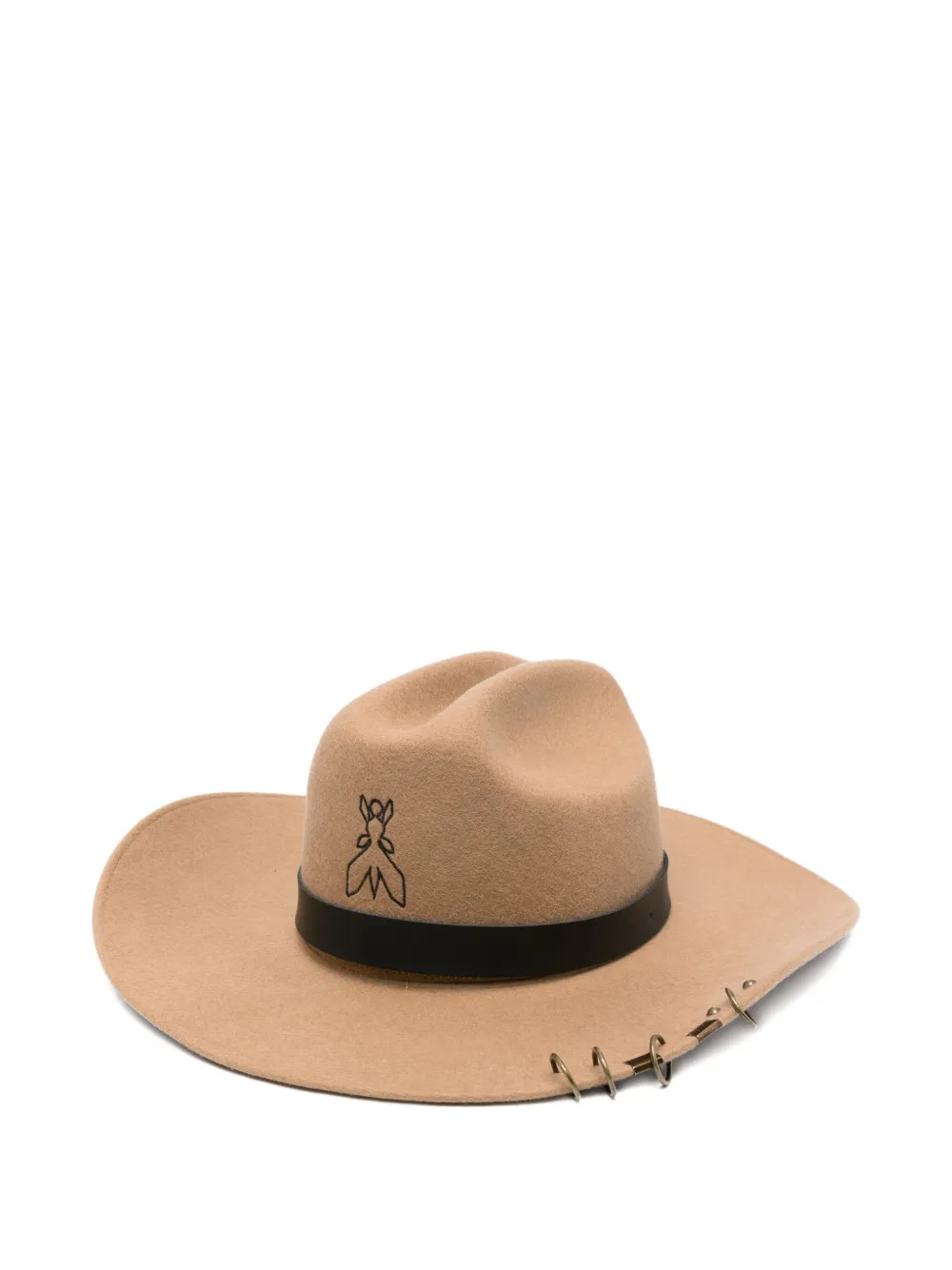 Patrizia Pepe Hoed met geborduurd detail en ring Beige