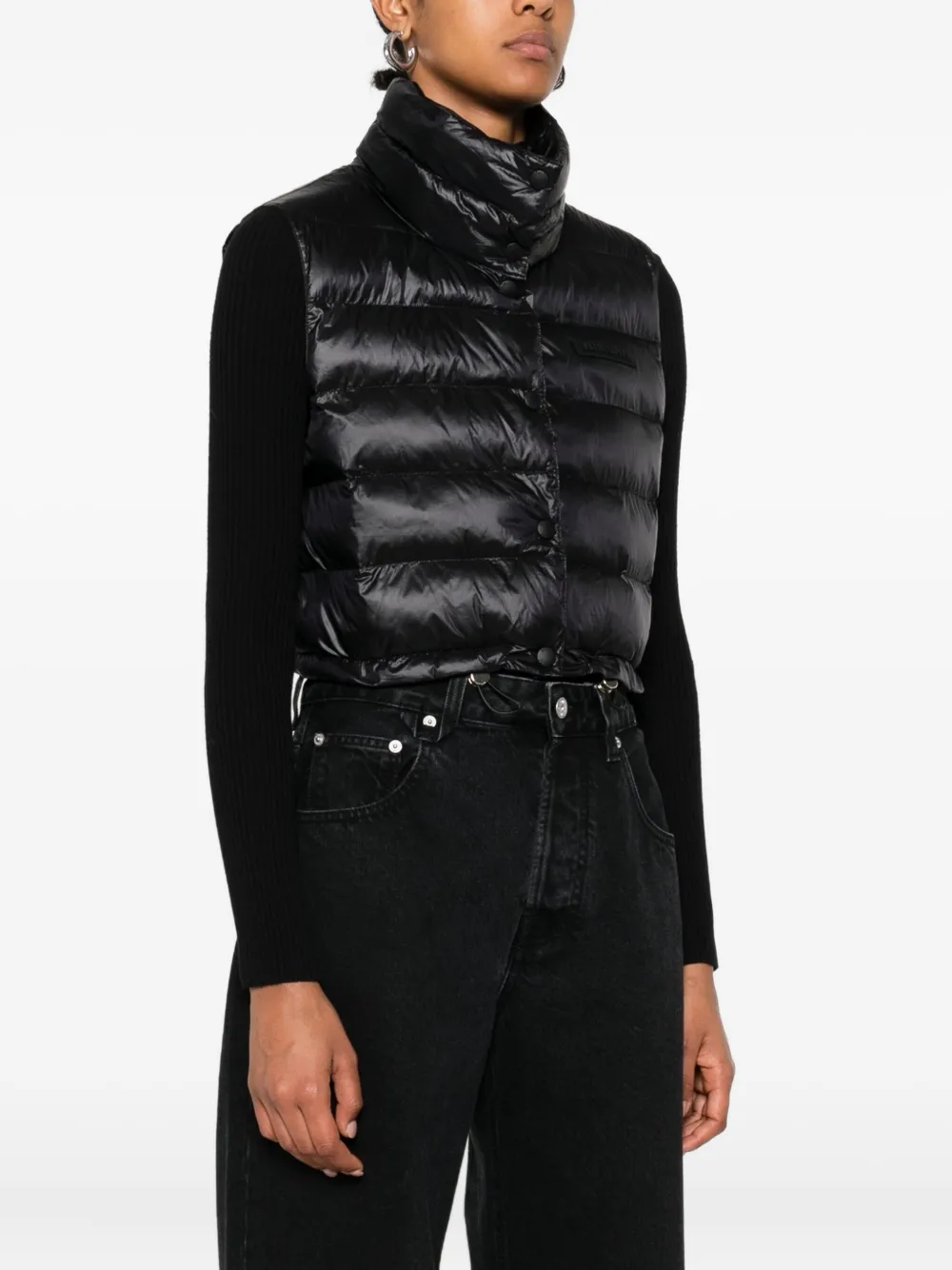 Patrizia Pepe High-neck Quilted Gilet In Black