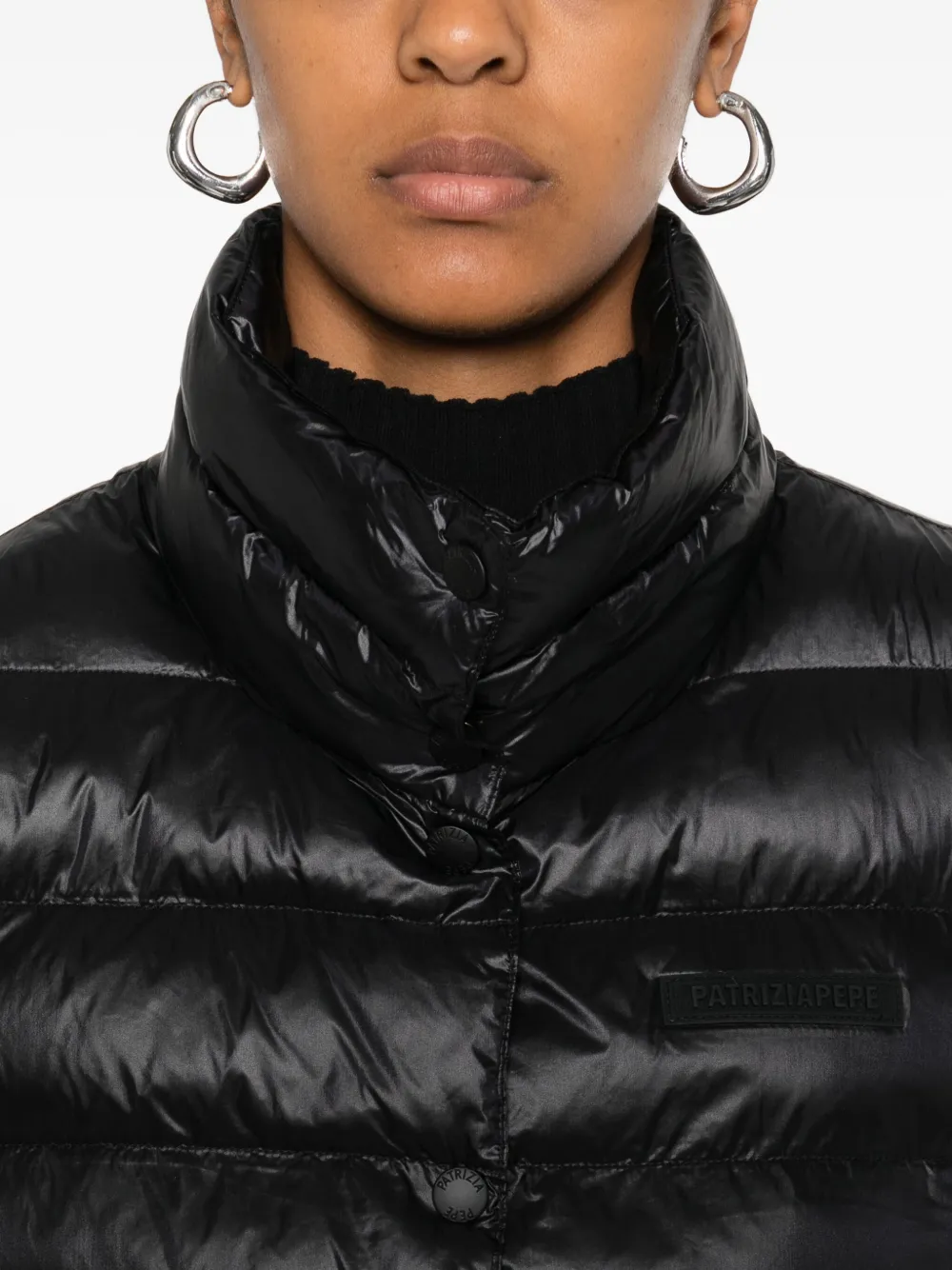 Patrizia Pepe High-neck Quilted Gilet In Black