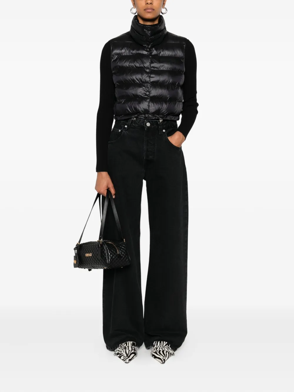 Patrizia Pepe High-neck Quilted Gilet In Black