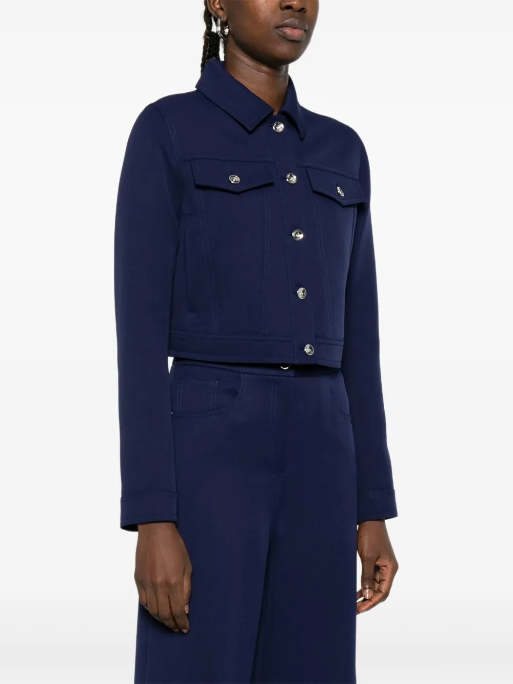 Patrizia Pepe Denim-effect Button Jacket - Blue 