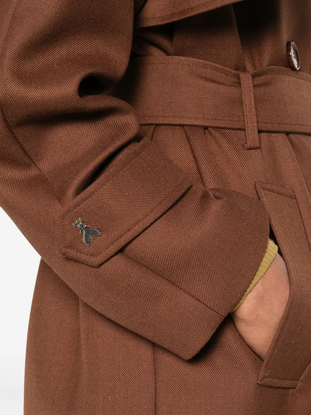 Patrizia Pepe Trenchcoat met dubbele rij knopen en ceintuur Bruin