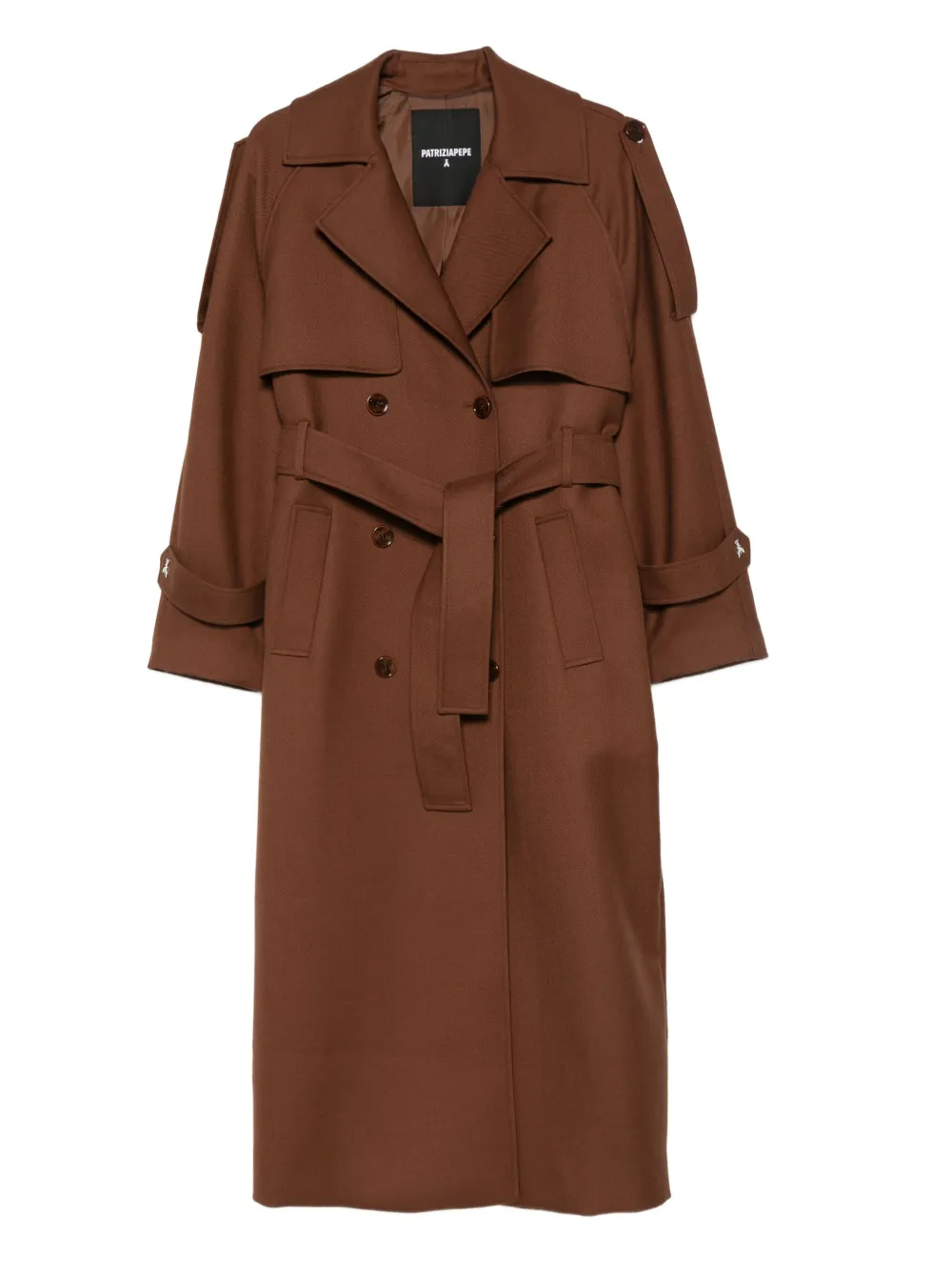 Patrizia Pepe Trenchcoat met dubbele rij knopen en ceintuur Bruin