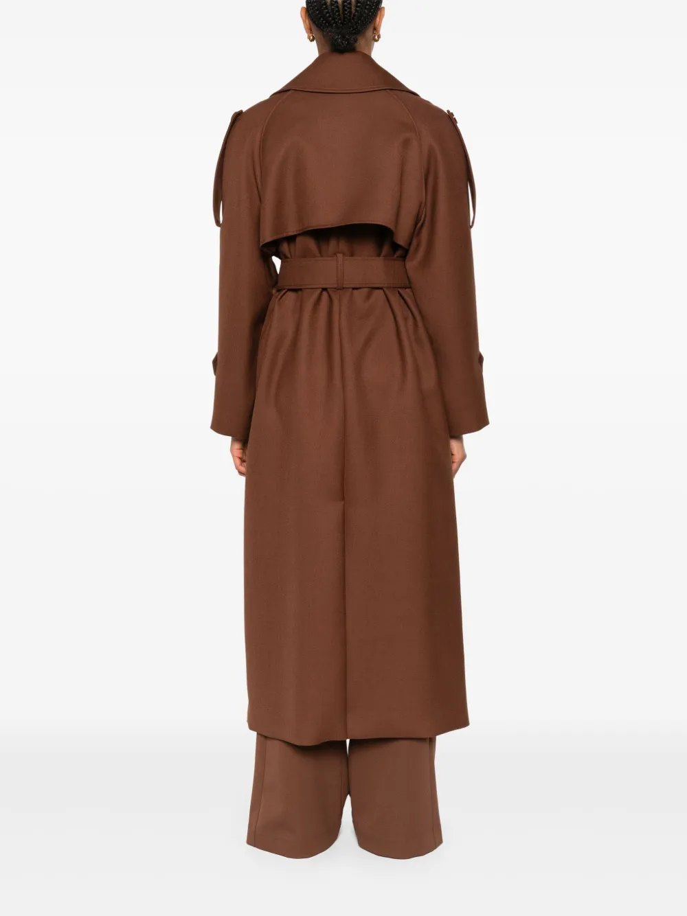 Patrizia Pepe Trenchcoat met dubbele rij knopen en ceintuur Bruin