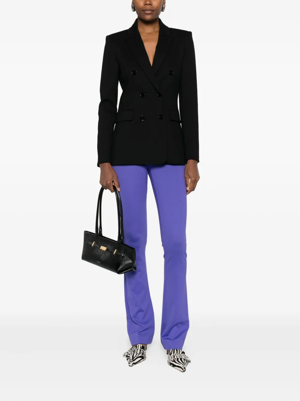 Patrizia Pepe High-waisted Flared Trousers In Purple