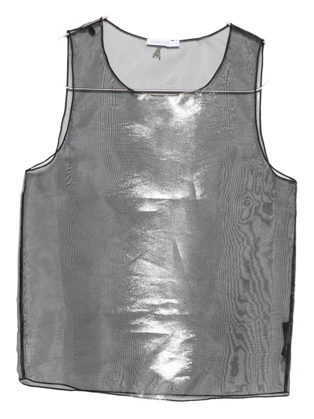 Patrizia Pepe Metallic Organza Top In Gray