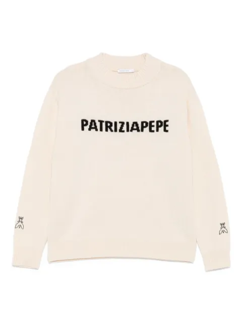 Patrizia Pepe logo-embroidered crew-neck sweater