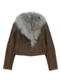 Patrizia Pepe sheepskin fur-collar jacket - Brown