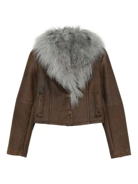 Patrizia Pepe sheepskin fur-collar jacket