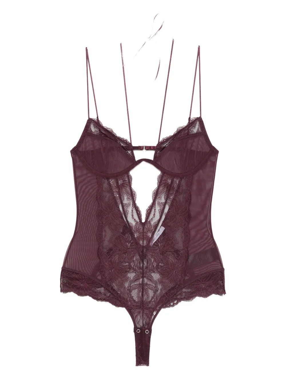 Patrizia Pepe Lace Tulle Body In Burgundy