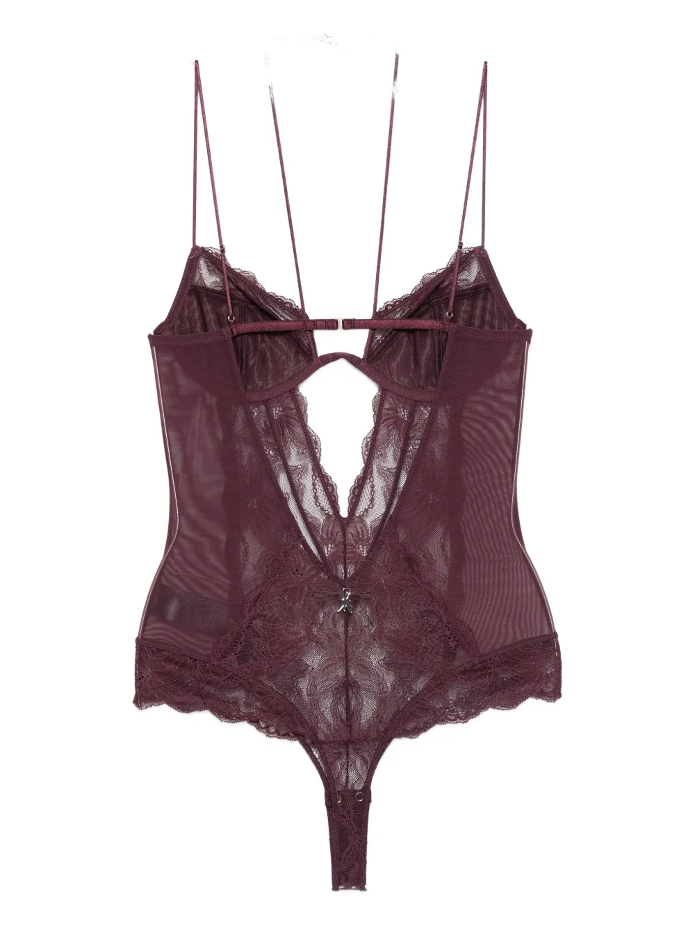 Patrizia Pepe Lace Tulle Body In Burgundy