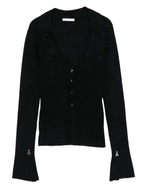 Patrizia Pepe rhinestone-embellished bell-sleeve cardigan