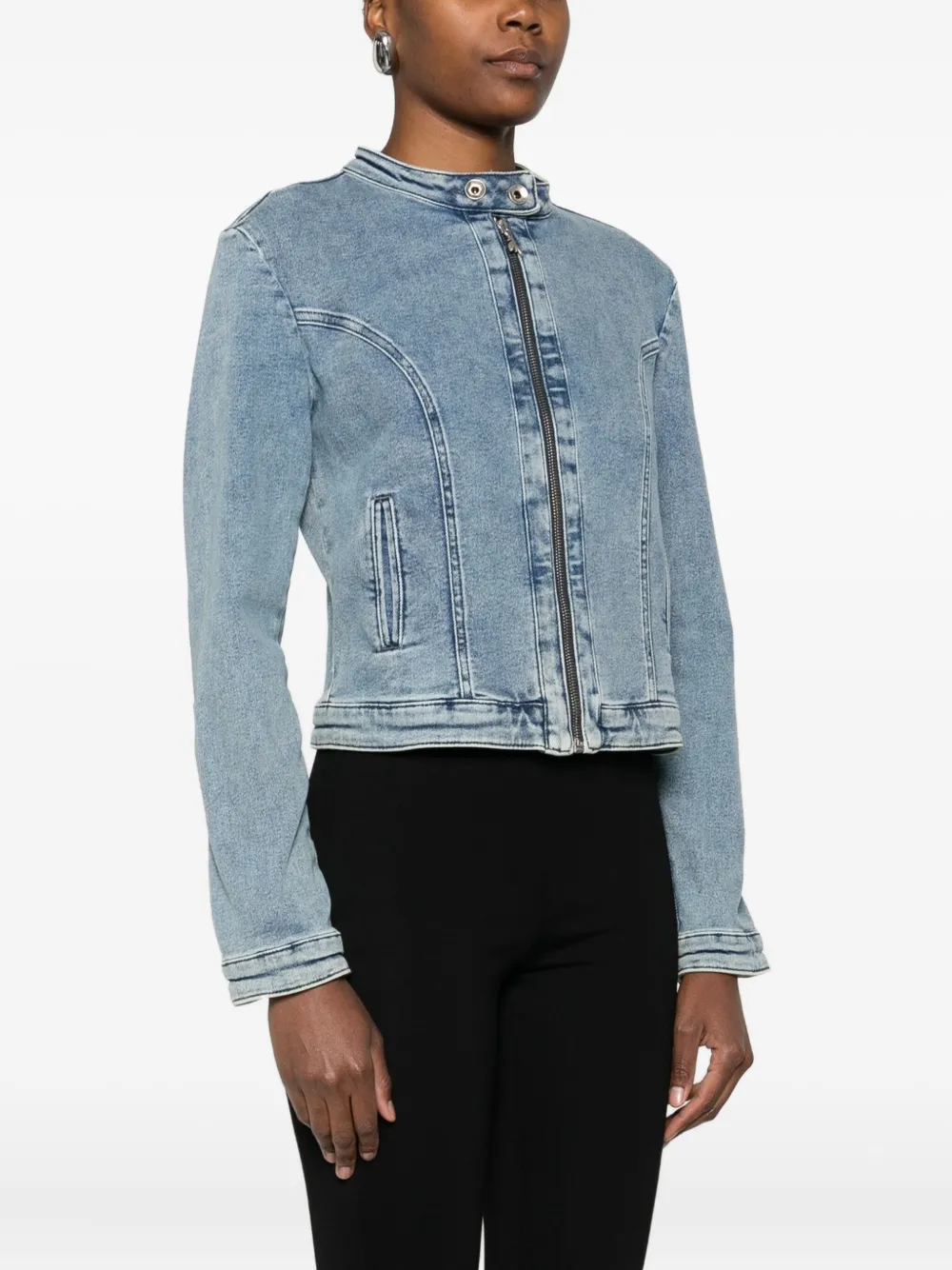 Patrizia Pepe Denim jack met rits Blauw