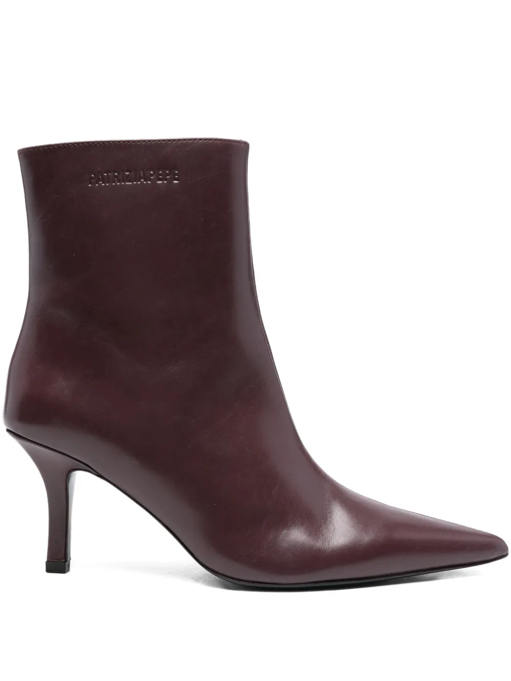 Patrizia Pepe 75mm leather pointed-toe heeled boots Purple