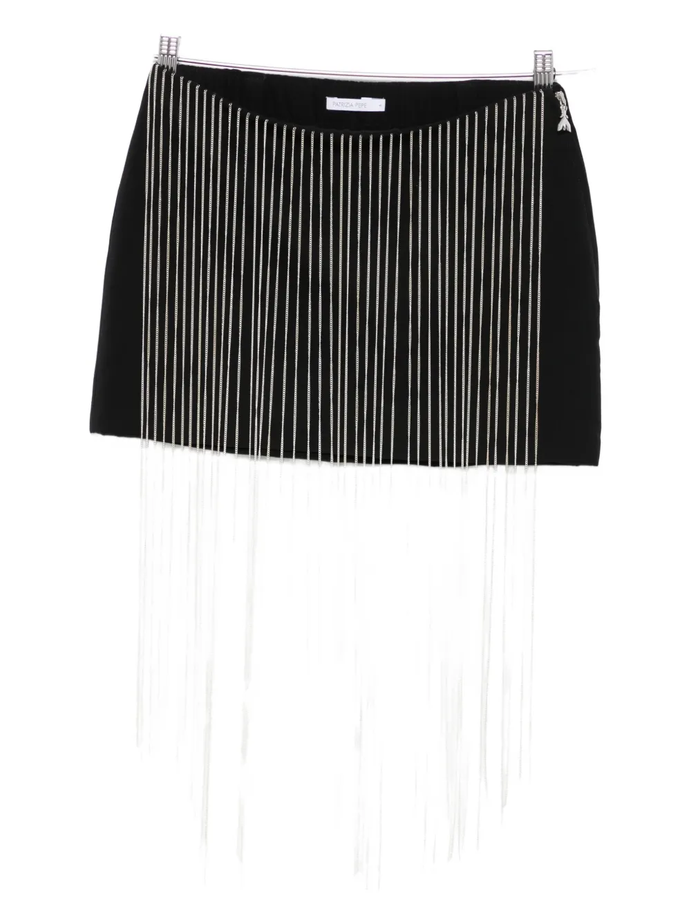 Patrizia Pepe rhinestone-embellished fringe mini skirt - Nero